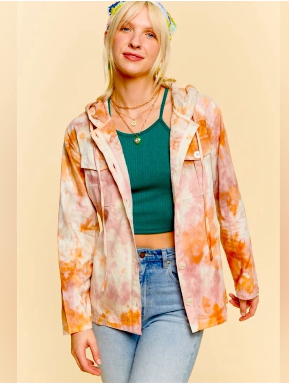 EARTHBOUND Tie-Dye Hooded Jacket 100% Cotton Boho Artsy Witchy Indie Y2K Large